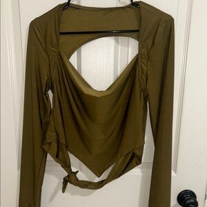 SHEIN Olive Green Asymmetrical Cut Out Skirt Set
